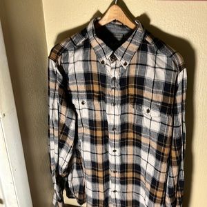 Woolrich Mens LS plaid Flannel Shirt Color Cream/Tan Size XL